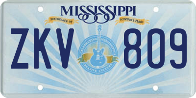 MS license plate ZKV809