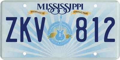 MS license plate ZKV812