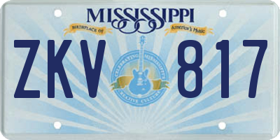 MS license plate ZKV817