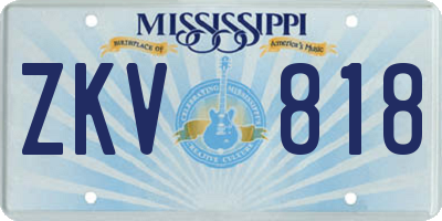 MS license plate ZKV818