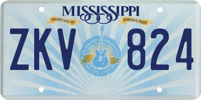 MS license plate ZKV824