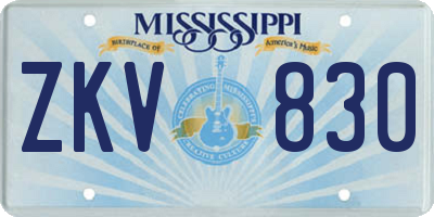 MS license plate ZKV830