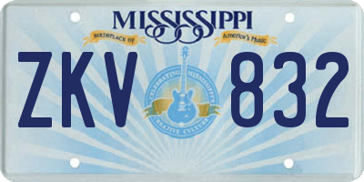 MS license plate ZKV832