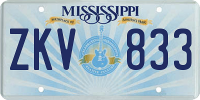 MS license plate ZKV833