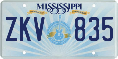 MS license plate ZKV835