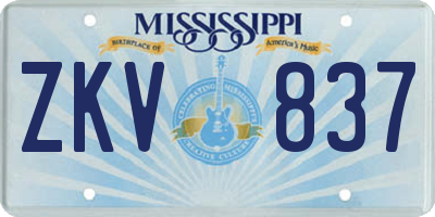 MS license plate ZKV837