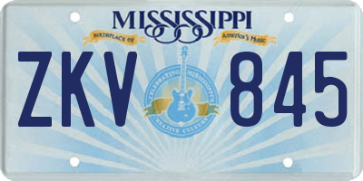 MS license plate ZKV845