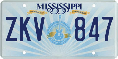 MS license plate ZKV847