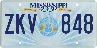 MS license plate ZKV848
