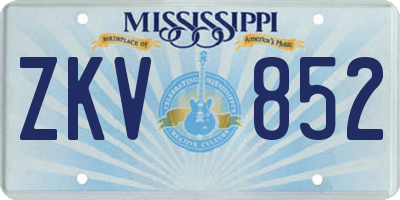 MS license plate ZKV852
