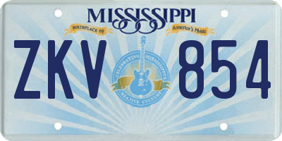 MS license plate ZKV854