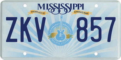 MS license plate ZKV857
