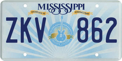 MS license plate ZKV862
