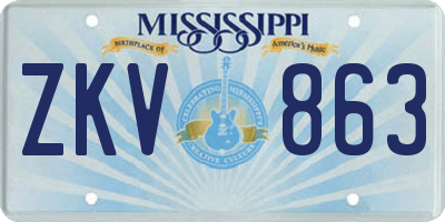 MS license plate ZKV863