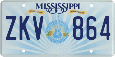 MS license plate ZKV864