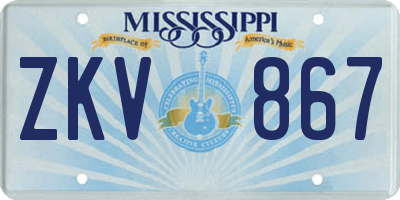 MS license plate ZKV867
