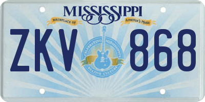 MS license plate ZKV868