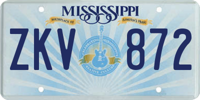 MS license plate ZKV872