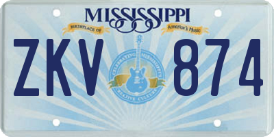 MS license plate ZKV874