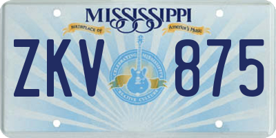 MS license plate ZKV875