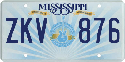 MS license plate ZKV876