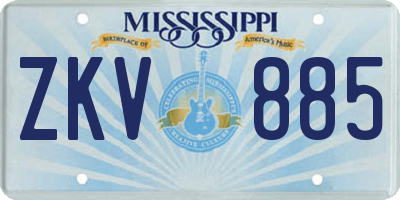 MS license plate ZKV885