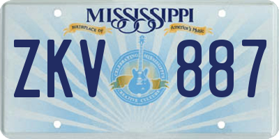 MS license plate ZKV887