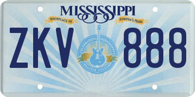 MS license plate ZKV888