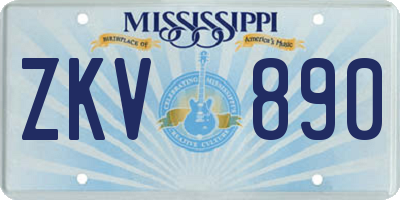 MS license plate ZKV890