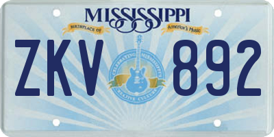 MS license plate ZKV892