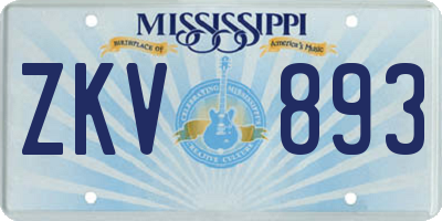 MS license plate ZKV893