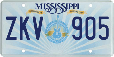 MS license plate ZKV905