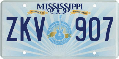 MS license plate ZKV907