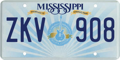 MS license plate ZKV908