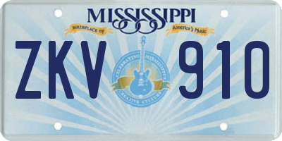 MS license plate ZKV910