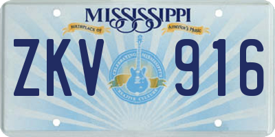 MS license plate ZKV916