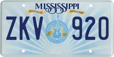 MS license plate ZKV920