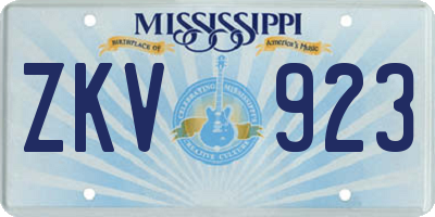 MS license plate ZKV923