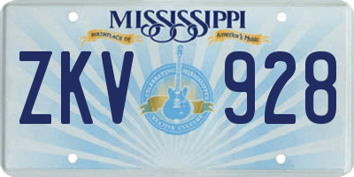 MS license plate ZKV928