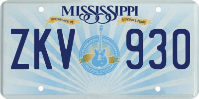 MS license plate ZKV930