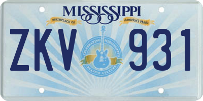 MS license plate ZKV931