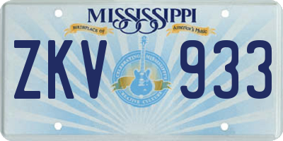 MS license plate ZKV933