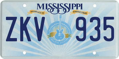 MS license plate ZKV935