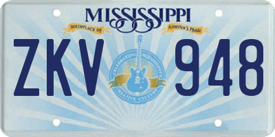 MS license plate ZKV948