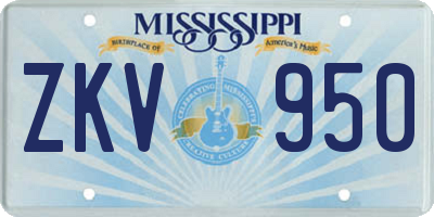 MS license plate ZKV950