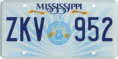 MS license plate ZKV952
