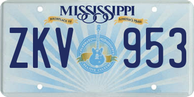 MS license plate ZKV953
