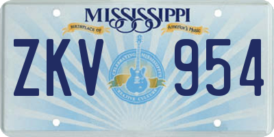 MS license plate ZKV954