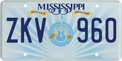 MS license plate ZKV960