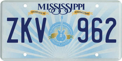 MS license plate ZKV962